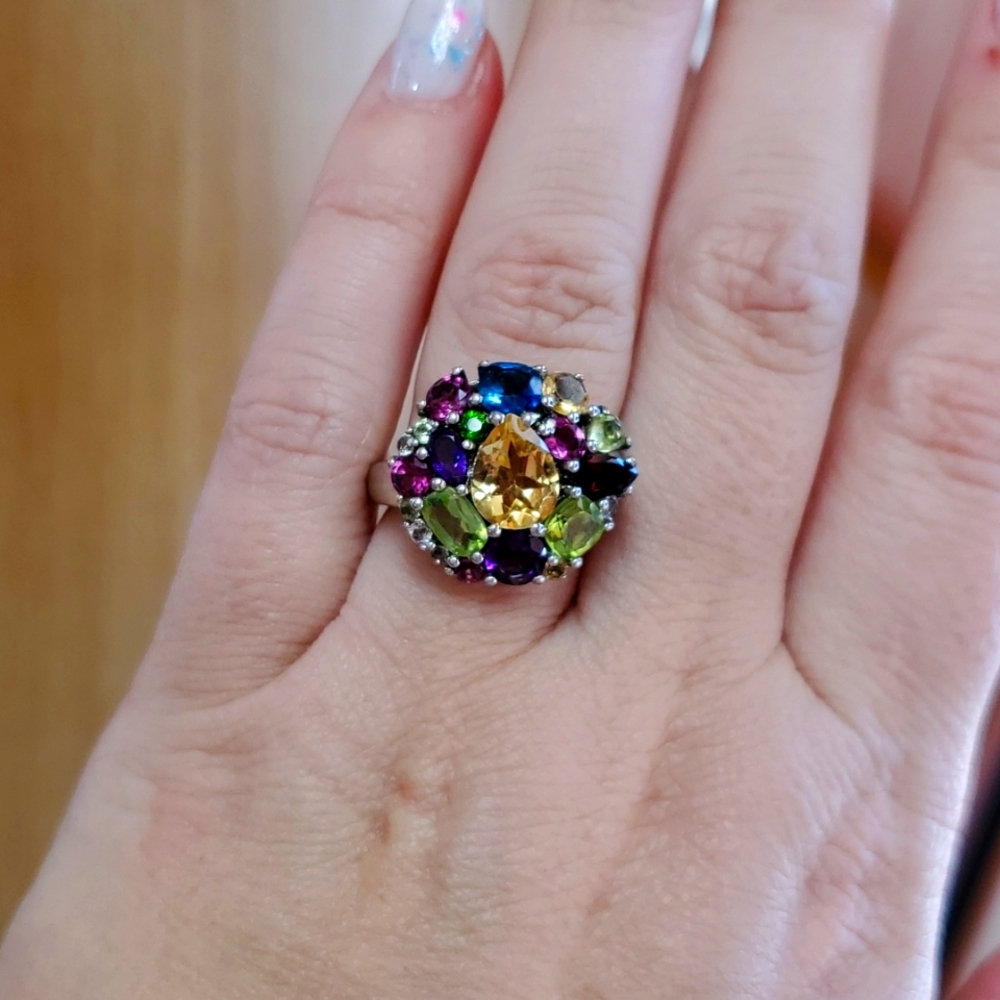 Sterling silver and gemstones ring